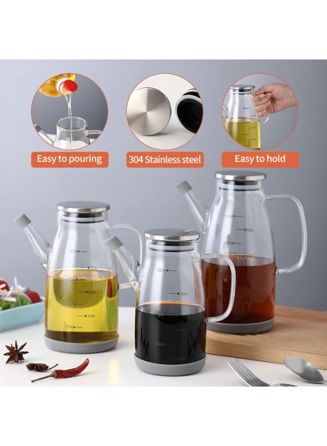 HOME ZONE Large High Borosilicate Glass Oil Bottle for Cooking 27floz Oil and Vinegar Dispenser Cruet with Non-Slip Silicone Base 800ml - Image 4